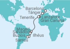 Itinerario del Crucero Marruecos, España, Brasil TI - MSC Cruceros