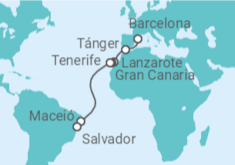 Itinerario del Crucero Marruecos, España, Brasil TI - MSC Cruceros