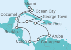 Itinerario del Crucero México, Islas Caimán, Jamaica, USA, Aruba, Colombia, Panamá, Honduras - MSC Cruceros