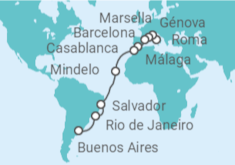 Itinerario del Crucero desde Civitavecchia (Roma) a Buenos Aires (Argentina) - MSC Cruceros