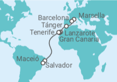 Itinerario del Crucero España, Marruecos, Brasil TI - MSC Cruceros