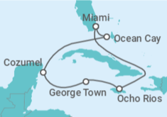 Itinerario del Crucero México, Islas Caimán, Jamaica - MSC Cruceros