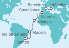 Itinerario del Crucero Brasil, Cabo Verde, España, Marruecos - MSC Cruceros