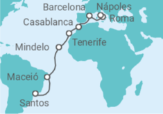 Itinerario del Crucero Brasil, Cabo Verde, España, Marruecos, Italia - MSC Cruceros