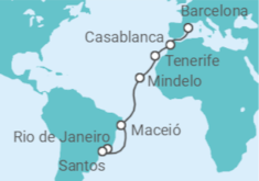 Itinerario del Crucero Brasil, Cabo Verde, España, Marruecos - MSC Cruceros