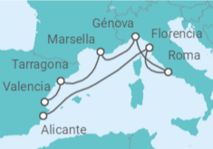 Itinerario del Crucero Italia, Francia, España - MSC Cruceros