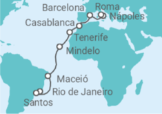 Itinerario del Crucero Brasil, Cabo Verde, España, Marruecos, Italia - MSC Cruceros