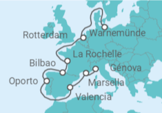 Itinerario del Crucero Holanda, España, Portugal, Francia TI - MSC Cruceros