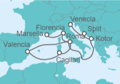 Itinerario del Crucero Croacia, Montenegro, Italia, España - MSC Cruceros