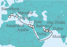 Itinerario del Crucero desde Barcelona (España) a Abu Dhabi (EAU)  - MSC Cruceros