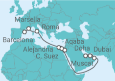 Itinerario del Crucero desde Barcelona (España) a Doha (Qatar) - MSC Cruceros