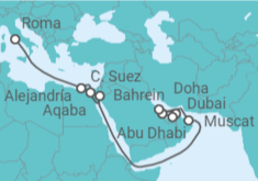 Itinerario del Crucero desde Civitavecchia (Roma) a Abu Dhabi (EAU)  - MSC Cruceros