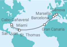 Itinerario del Crucero Francia, España, Puerto Rico, Islas Vírgenes - Eeuu, USA - MSC Cruceros