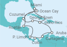 Itinerario del Crucero México, Islas Caimán, Jamaica, USA, Aruba, Colombia, Panamá, Costa Rica, Honduras - MSC Cruceros