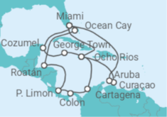 Itinerario del Crucero Jamaica, Colombia, Panamá, Costa Rica, Honduras, USA, México, Islas Caimán, Curaçao, Aruba - MSC Cruceros