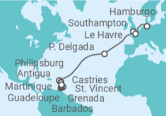 Itinerario del Crucero desde Hamburgo (Alemania) a Fort de France (Martinica)  - MSC Cruceros