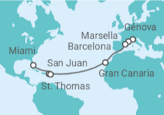 Itinerario del Crucero Francia, España, Puerto Rico, Islas Vírgenes - Eeuu TI - MSC Cruceros