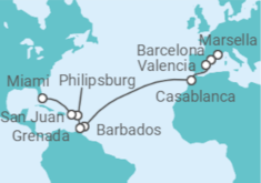 Itinerario del Crucero España, Marruecos, Barbados, Saint Maarten, Puerto Rico - MSC Cruceros