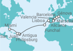 Itinerario del Crucero desde Génova (Italia) a Miami (Florida) - MSC Cruceros