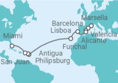 Itinerario del Crucero España, Portugal, Antigua Y Barbuda, Saint Maarten, Puerto Rico - MSC Cruceros