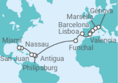 Itinerario del Crucero desde Génova (Italia) a Miami (Florida) - MSC Cruceros