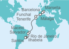 Itinerario del Crucero España, Portugal, Brasil TI - MSC Cruceros