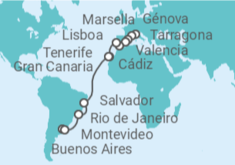 Itinerario del Crucero desde Génova (Italia) a Montevideo (Uruguay) - MSC Cruceros