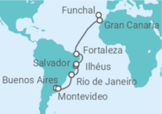 Itinerario del Crucero Uruguay, Brasil, España - MSC Cruceros