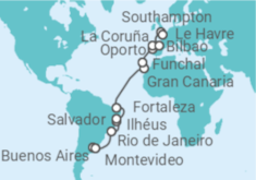 Itinerario del Crucero desde Buenos Aires (Argentina) a Le Havre (París) - MSC Cruceros