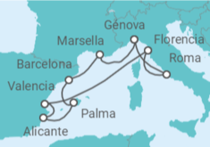 Itinerario del Crucero España, Italia TI - MSC Cruceros