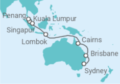 Itinerario del Crucero Australia, Malasia - Princess Cruises