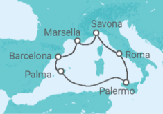 Itinerario del Crucero Italia, Francia, España TI - Costa Cruceros