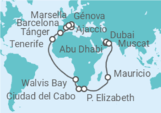 Itinerario del Crucero desde Abu Dhabi (EAU)  a Marsella (Francia) TI - Costa Cruceros