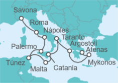 Itinerario del Crucero desde Savona (Italia) a Atenas (Grecia) - Costa Cruceros