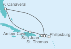 Itinerario del Crucero Puerto Rico, Saint Maarten, Islas Vírgenes - Eeuu - Carnival