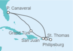 Itinerario del Crucero Islas Vírgenes - Eeuu, Saint Maarten, Puerto Rico, Bahamas - Carnival