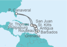 Itinerario del Crucero Islas Vírgenes - Eeuu, Antigua Y Barbuda, Barbados, Saint Maarten, Puerto Rico - Carnival