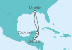 Itinerario del Crucero México, Belice - Carnival