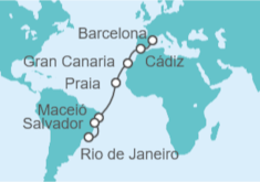 Itinerario del Crucero España, Cabo Verde, Brasil - Costa Cruceros