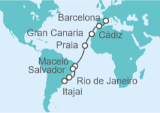 Itinerario del Crucero España, Cabo Verde, Brasil - Costa Cruceros