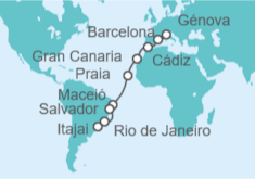 Itinerario del Crucero España, Cabo Verde, Brasil - Costa Cruceros