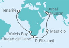 Itinerario del Crucero Emiratos Arabes, Omán, Mauricio, Sudáfrica, Namibia - Costa Cruceros