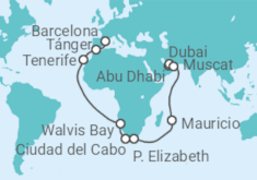 Itinerario del Crucero desde Abu Dhabi (EAU)  a Barcelona (España) - Costa Cruceros