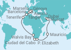 Itinerario del Crucero desde Dubái (EAU) a Marsella (Francia) - Costa Cruceros