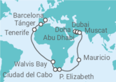 Itinerario del Crucero desde Doha (Qatar) a Barcelona (España) - Costa Cruceros