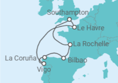 Itinerario del Crucero España, Francia - Royal Caribbean