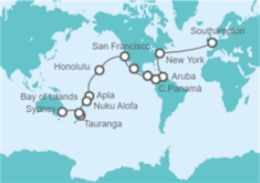 Itinerario del Crucero Vuelta al mundo - Cunard