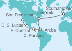 Itinerario del Crucero USA, Aruba, Panamá, México - Cunard