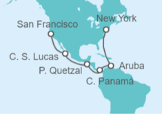 Itinerario del Crucero Aruba, Panamá, México, USA - Cunard