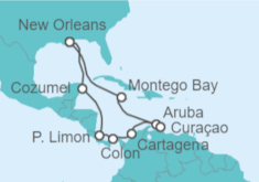 Itinerario del Crucero Jamaica, Aruba, Curaçao, Colombia, Panamá, Costa Rica, México - Carnival